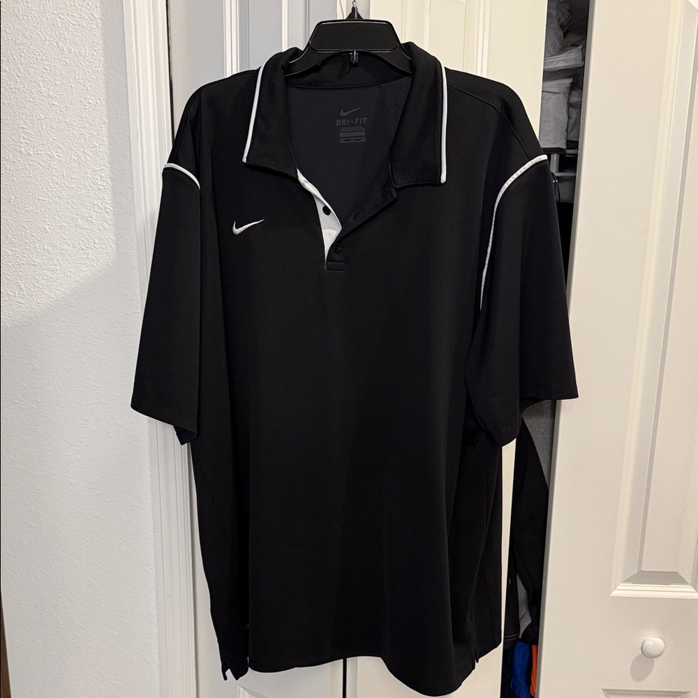 Nike Men's Black Polo with White Accents